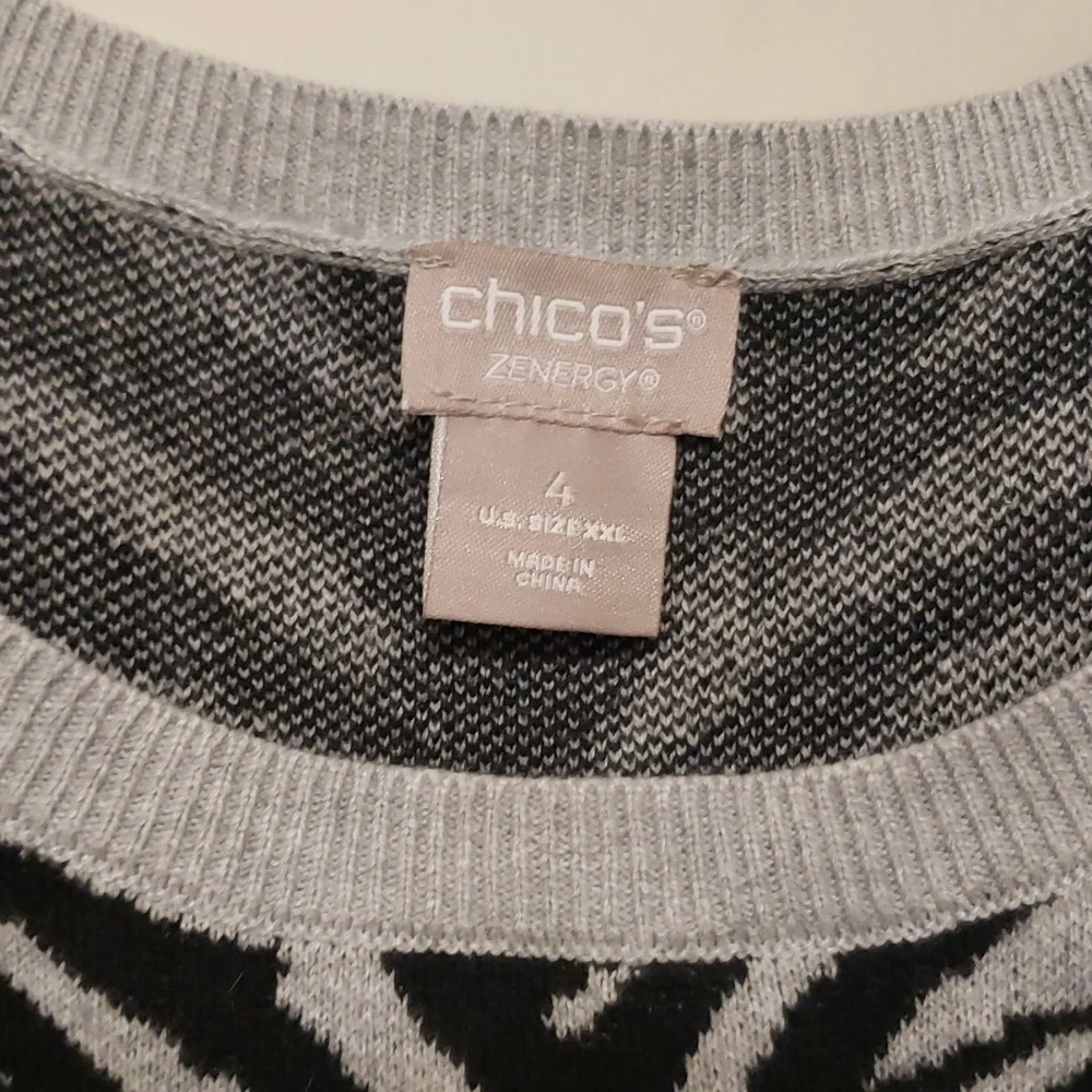 Chicos Zenergy Zebra Animal Print Black and Gray Sleeveless Knit 2x - Picture 3 of 5
